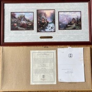 Thomas Kinkade Sweetheart Cottages Matted and Framed Accent Print with COA